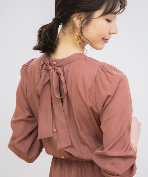 GeeRA(ジーラ)の「バックリボン&ボタン大人ワンピース(ワンピース・レディース・ネイビー/ピンク・MEDIUM/LARGE/X-LARGE)」の11枚目の写真