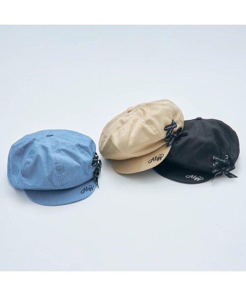 algy（アルジー）の「レースアップキャスベレー（ハンチング/ベレー帽・キッズ・ブラック/ベージュ/インディゴブルー・SMALL/MEDIUM）」の5枚目の写真
