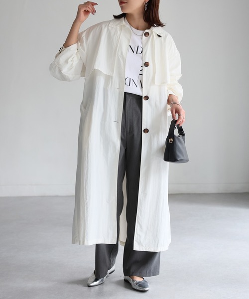 Riberry（リベリー）の「3WAYナイロンステンカラーコート（ステンカラーコート・レディース・ブラック/ベージュ/アイボリー/グリーン/ライトベージュ/オフホワイト/イエロー・MEDIUM）」の11枚目の写真