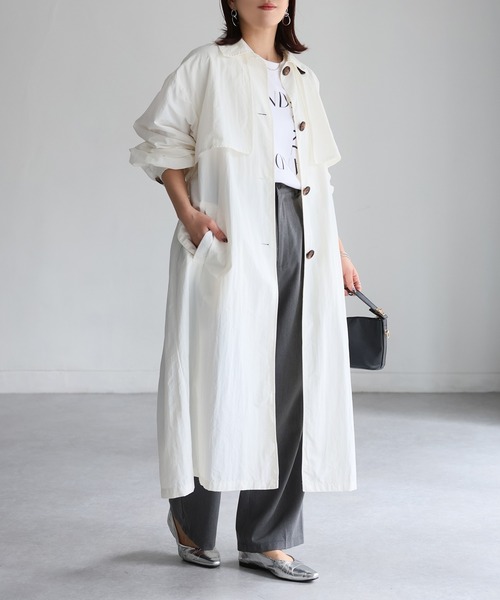 Riberry（リベリー）の「3WAYナイロンステンカラーコート（ステンカラーコート・レディース・ブラック/ベージュ/アイボリー/グリーン/ライトベージュ/オフホワイト/イエロー・MEDIUM）」の13枚目の写真