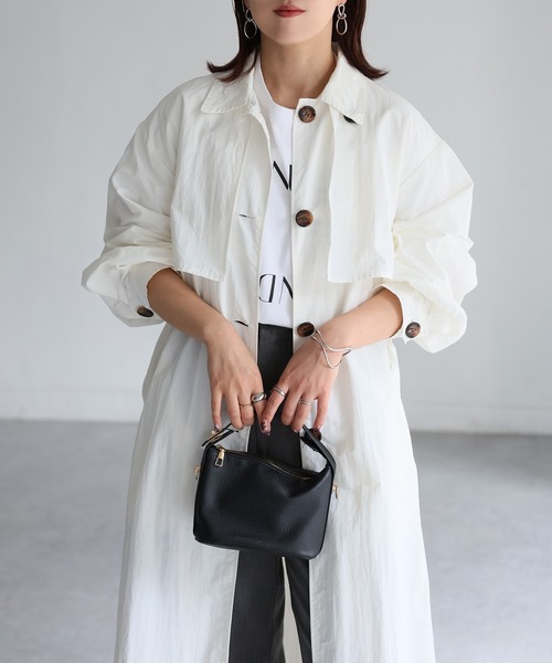 Riberry（リベリー）の「3WAYナイロンステンカラーコート（ステンカラーコート・レディース・ブラック/ベージュ/アイボリー/グリーン/ライトベージュ/オフホワイト/イエロー・MEDIUM）」の15枚目の写真