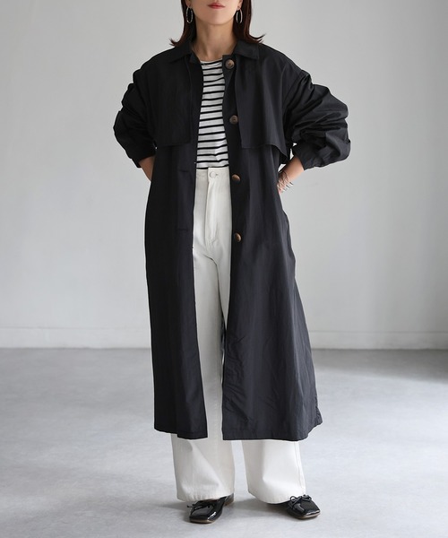 Riberry（リベリー）の「3WAYナイロンステンカラーコート（ステンカラーコート・レディース・ブラック/ベージュ/アイボリー/グリーン/ライトベージュ/オフホワイト/イエロー・MEDIUM）」の19枚目の写真