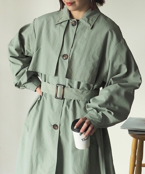 Riberry（リベリー）の「3WAYナイロンステンカラーコート（ステンカラーコート・レディース・ブラック/ベージュ/アイボリー/グリーン/ライトベージュ/オフホワイト/イエロー・MEDIUM）」の9枚目の写真