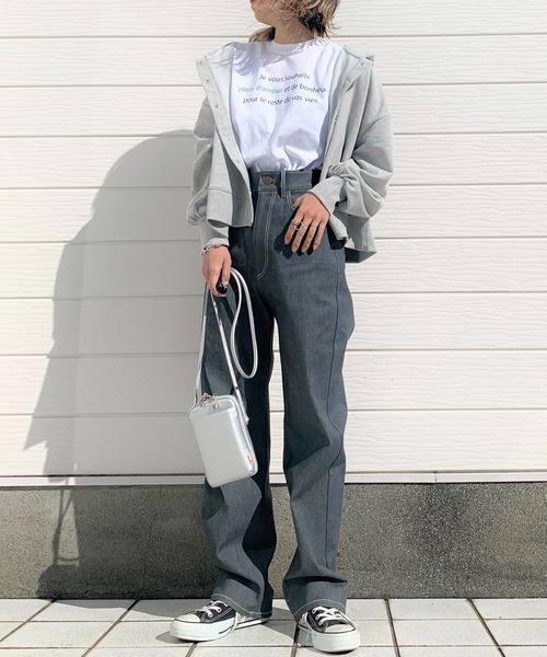 Q(キュー)の「裏毛ショートパーカー(パーカー・レディース・マスタード/エメラルド/ライトグレー・MEDIUM)」の9枚目の写真