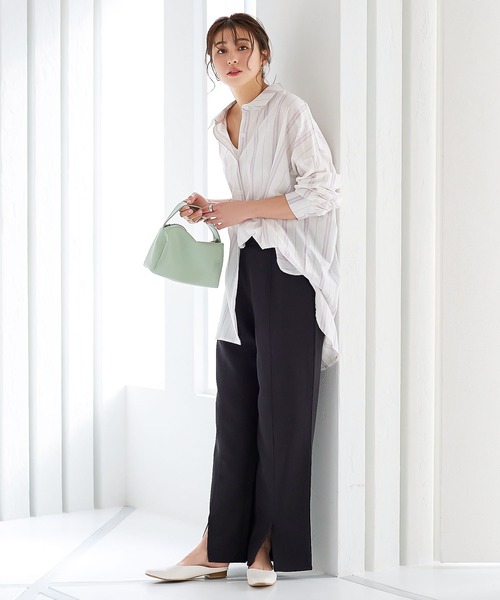 KOBE LETTUCE（コウベレタス）の「錯覚美脚セミワイドパンツ[M3576]（その他パンツ・レディース・ライトイエロー/モカ/クリーム/グレー/ブラック/ミント・M/S/AM/L）」の18枚目の写真
