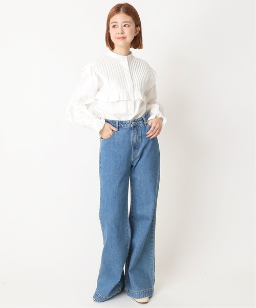 U by SPICK&SPAN(ユーバイスピックアンドスパン)の「≪追加≫ピンタックフリルブラウス2◆(シャツ/ブラウス・レディース・ホワイト/ネイビー・FREE)」の8枚目の写真