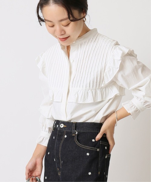 U by SPICK&SPAN(ユーバイスピックアンドスパン)の「≪追加≫ピンタックフリルブラウス2◆(シャツ/ブラウス・レディース・ホワイト/ネイビー・FREE)」の15枚目の写真
