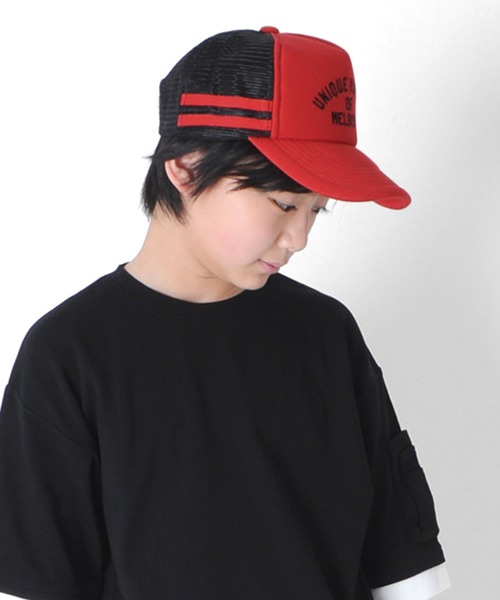 GLAZOS（グラソス）の「カレッジロゴサイドラインメッシュキャップ（キャップ・キッズ・ブラック/ネイビー/レッド/カーキ・フリー）」の4枚目の写真