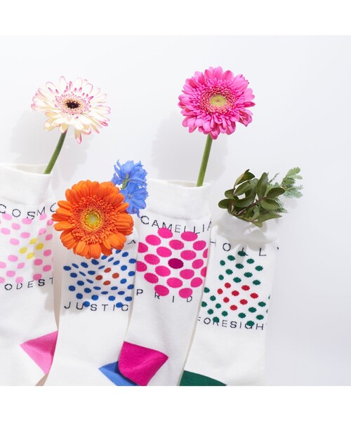 ANEVER（アンエバー）の「【BURNET】DOT FLOWER ソックス（ソックス/靴下・レディース・ホワイト/パープル/ネイビー/レッド/ピンク/イエロー/オレンジ/ブルー/グリーン/ブルー系その他/ピンク系その他/ローズ・F）」の9枚目の写真