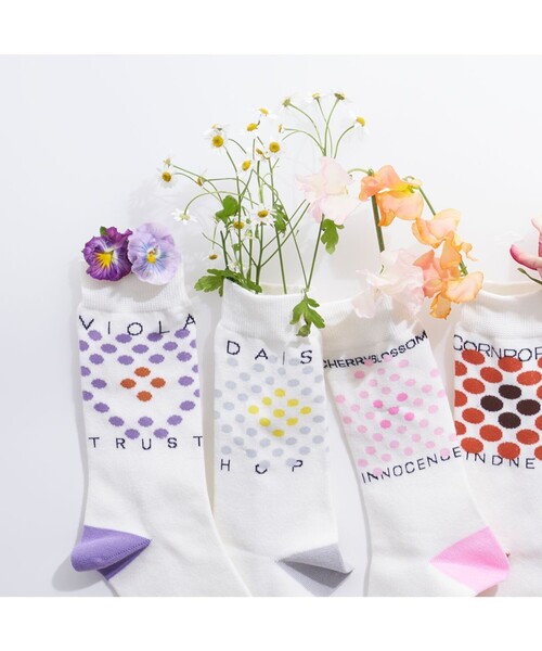 ANEVER（アンエバー）の「【BURNET】DOT FLOWER ソックス（ソックス/靴下・レディース・ホワイト/パープル/ネイビー/レッド/ピンク/イエロー/オレンジ/ブルー/グリーン/ブルー系その他/ピンク系その他/ローズ・F）」の8枚目の写真