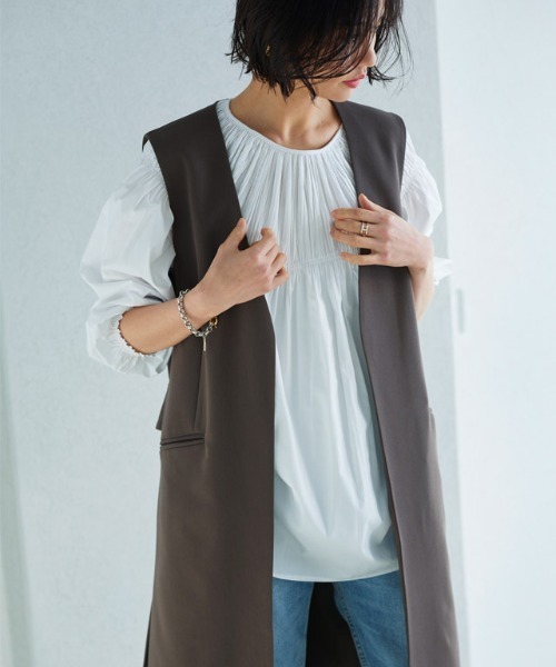 RASW(ラス)の「RASW ノーカラージレ(ベスト・レディース・カーキ/イエロー/アイボリー・M/L)」の4枚目の写真