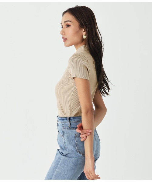 ANAP（アナップ）の「クロップドプチハイネック刺繍リブトップス（T