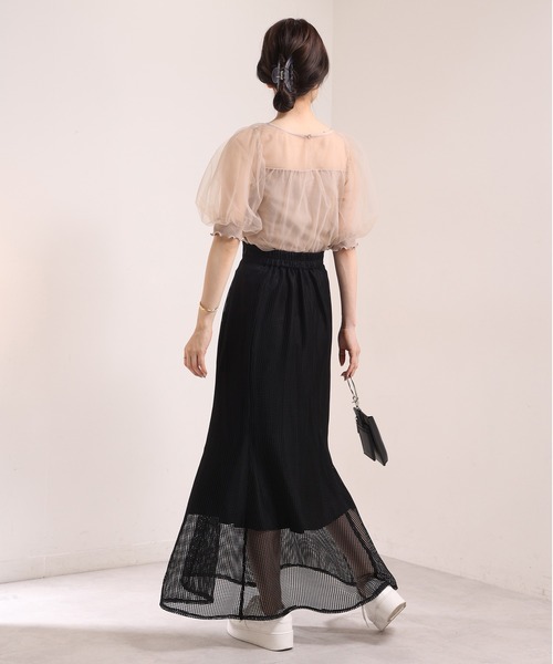one after another NICE CLAUP(ワンアフターアナザーナイスクラップ)の「メッシュマーメイドスカート(スカート・レディース・アイボリー/ブラック/ベージュ・FREE)」の21枚目の写真