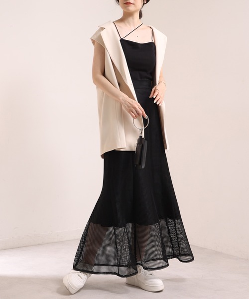 one after another NICE CLAUP(ワンアフターアナザーナイスクラップ)の「メッシュマーメイドスカート(スカート・レディース・アイボリー/ブラック/ベージュ・FREE)」の17枚目の写真