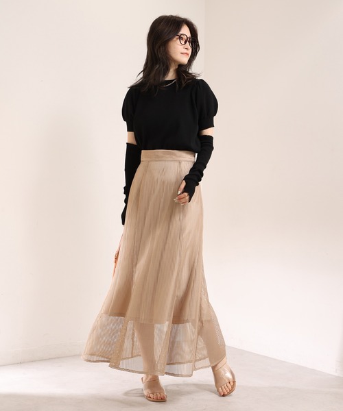 one after another NICE CLAUP(ワンアフターアナザーナイスクラップ)の「メッシュマーメイドスカート(スカート・レディース・アイボリー/ブラック/ベージュ・FREE)」の20枚目の写真