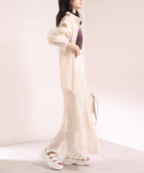 one after another NICE CLAUP(ワンアフターアナザーナイスクラップ)の「メッシュマーメイドスカート(スカート・レディース・アイボリー/ブラック/ベージュ・FREE)」の8枚目の写真