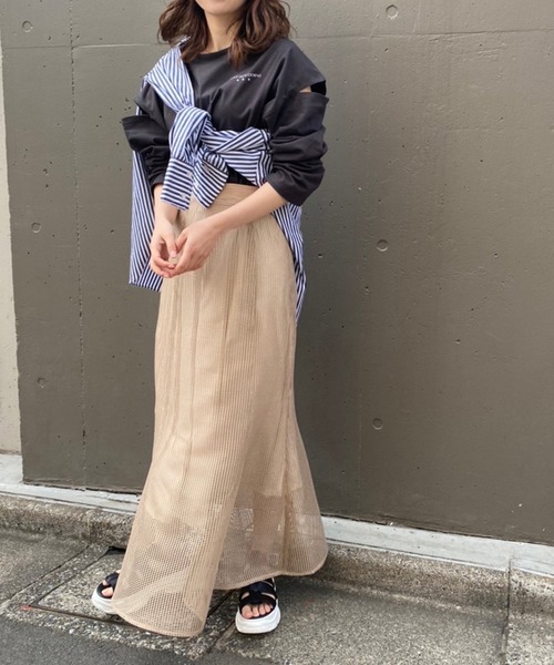 one after another NICE CLAUP(ワンアフターアナザーナイスクラップ)の「メッシュマーメイドスカート(スカート・レディース・アイボリー/ブラック/ベージュ・FREE)」の16枚目の写真