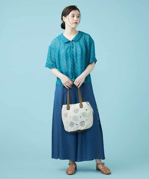 Jocomomola（ホコモモラ）の「フラワー刺繍トートバッグ（ハンドバッグ