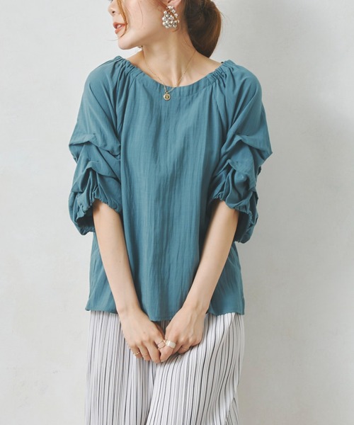 Chez toi（シェトワ）の「ホイップスリーブブラウス（シャツ/ブラウス・レディース・オフホワイト/ブルー/ライム/ピンク/ブルー系その他/ブラック・FREE）」の6枚目の写真