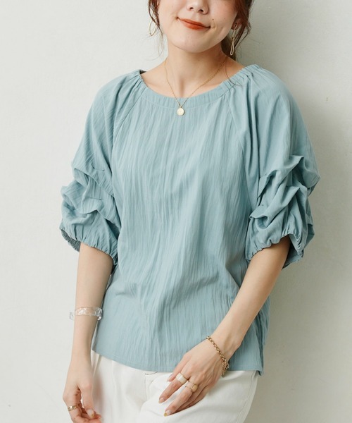 Chez toi（シェトワ）の「ホイップスリーブブラウス（シャツ/ブラウス・レディース・オフホワイト/ブルー/ライム/ピンク/ブルー系その他/ブラック・FREE）」の7枚目の写真