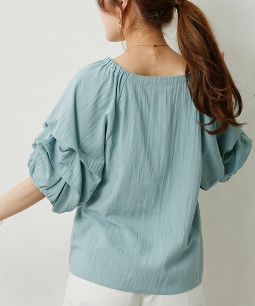 Chez toi（シェトワ）の「ホイップスリーブブラウス（シャツ/ブラウス・レディース・オフホワイト/ブルー/ライム/ピンク/ブルー系その他/ブラック・FREE）」の12枚目の写真