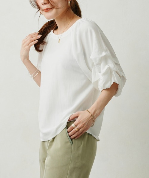 Chez toi（シェトワ）の「ホイップスリーブブラウス（シャツ/ブラウス・レディース・オフホワイト/ブルー/ライム/ピンク/ブルー系その他/ブラック・FREE）」の22枚目の写真