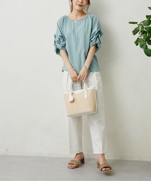 Chez toi（シェトワ）の「ホイップスリーブブラウス（シャツ/ブラウス・レディース・オフホワイト/ブルー/ライム/ピンク/ブルー系その他/ブラック・FREE）」の21枚目の写真