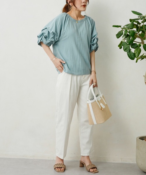 Chez toi（シェトワ）の「ホイップスリーブブラウス（シャツ/ブラウス・レディース・オフホワイト/ブルー/ライム/ピンク/ブルー系その他/ブラック・FREE）」の18枚目の写真