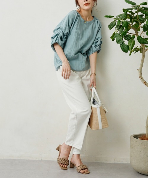 Chez toi（シェトワ）の「ホイップスリーブブラウス（シャツ/ブラウス・レディース・オフホワイト/ブルー/ライム/ピンク/ブルー系その他/ブラック・FREE）」の19枚目の写真