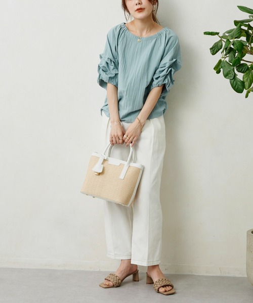 Chez toi（シェトワ）の「ホイップスリーブブラウス（シャツ/ブラウス・レディース・オフホワイト/ブルー/ライム/ピンク/ブルー系その他/ブラック・FREE）」の20枚目の写真