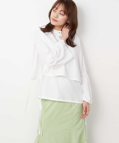 A de a.v.v（アードアー・ヴェ・ヴェ）の「［2WAY］ハイネックレイヤードブラウス（シャツ/ブラウス・レディース・マスタード/ホワイト/ブラック・36/38）」の14枚目の写真