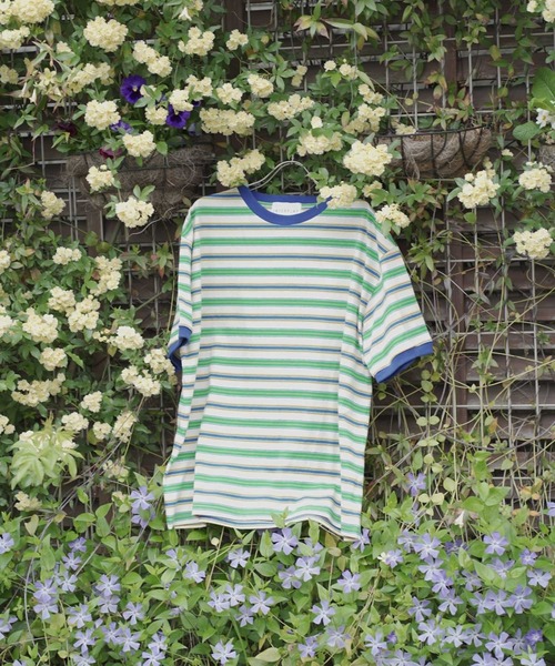 INTERPLAY（インタープレイ）の「【INTERPLAY x AYA】マルチボーダーTシャツ（Tシャツ/カットソー・レディース・ブルー/ネイビー/グリーン・FREE）」の4枚目の写真