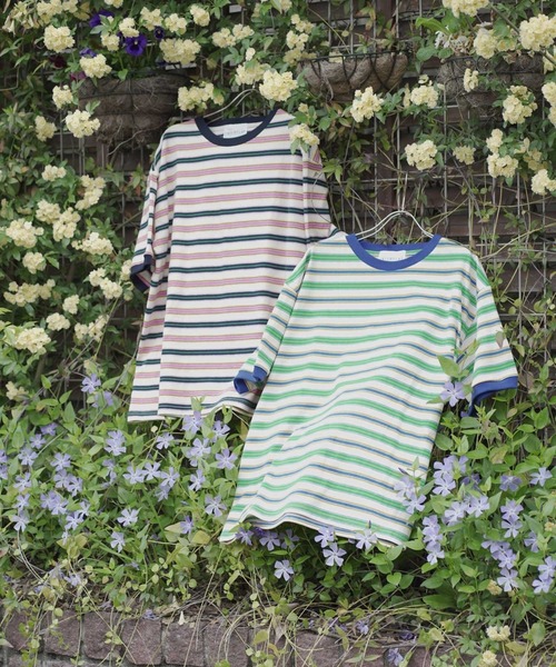 INTERPLAY（インタープレイ）の「【INTERPLAY x AYA】マルチボーダーTシャツ（Tシャツ/カットソー・レディース・ブルー/ネイビー/グリーン・FREE）」の20枚目の写真
