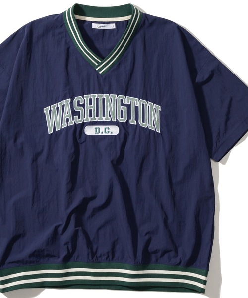SlashDate(スラッシュデイト)の「リブラインVネックナイロンプルオーバー/ビッグシルエット/WASHINGTON(シャツ/ブラウス・レディース・ブラック/ネイビー/グリーン/マスタード・M/L)」の3枚目の写真