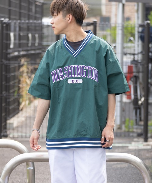 SlashDate(スラッシュデイト)の「リブラインVネックナイロンプルオーバー/ビッグシルエット/WASHINGTON(シャツ/ブラウス・レディース・ブラック/ネイビー/グリーン/マスタード・M/L)」の17枚目の写真
