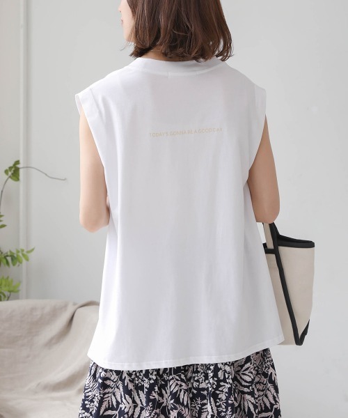 Bou Jeloud(ブージュルード)の「CO天竺タックノースリTシャツ(Tシャツ/カットソー・レディース・ホワイト/チャコールグレー/グリーン/イエロー・FREE)」の6枚目の写真