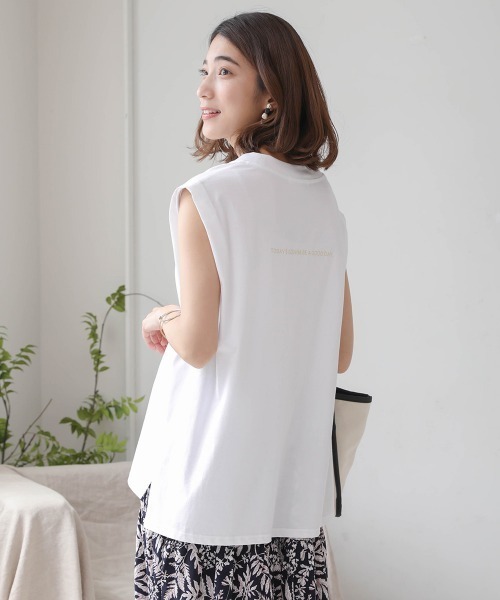 Bou Jeloud(ブージュルード)の「CO天竺タックノースリTシャツ(Tシャツ/カットソー・レディース・ホワイト/チャコールグレー/グリーン/イエロー・FREE)」の8枚目の写真