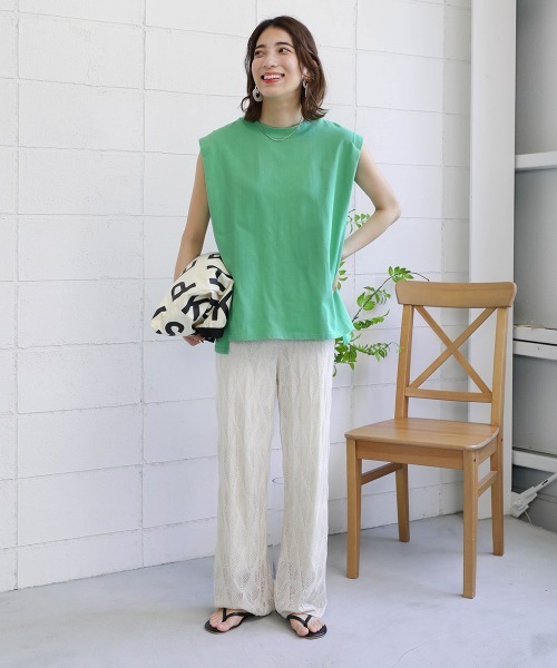 Bou Jeloud(ブージュルード)の「CO天竺タックノースリTシャツ(Tシャツ/カットソー・レディース・ホワイト/チャコールグレー/グリーン/イエロー・FREE)」の13枚目の写真