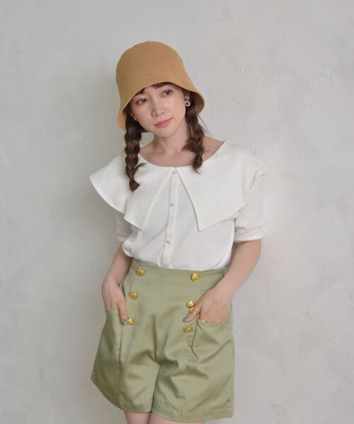 ems excite(エムズエキサイト)の「デカ襟半袖テレコCT(Tシャツ/カットソー・レディース・ブラック/オフホワイト/イエロー/レッド系その他3・FREE)」の22枚目の写真