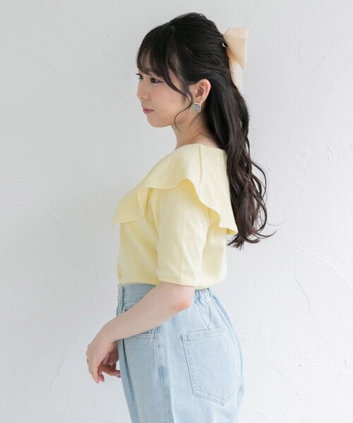 ems excite(エムズエキサイト)の「デカ襟半袖テレコCT(Tシャツ/カットソー・レディース・ブラック/オフホワイト/イエロー/レッド系その他3・FREE)」の14枚目の写真