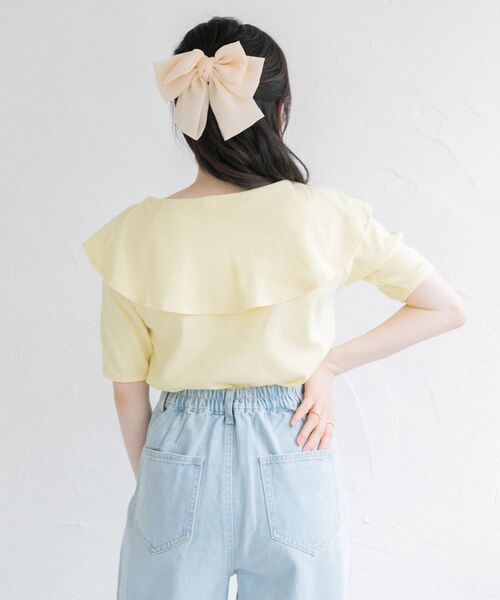 ems excite(エムズエキサイト)の「デカ襟半袖テレコCT(Tシャツ/カットソー・レディース・ブラック/オフホワイト/イエロー/レッド系その他3・FREE)」の15枚目の写真