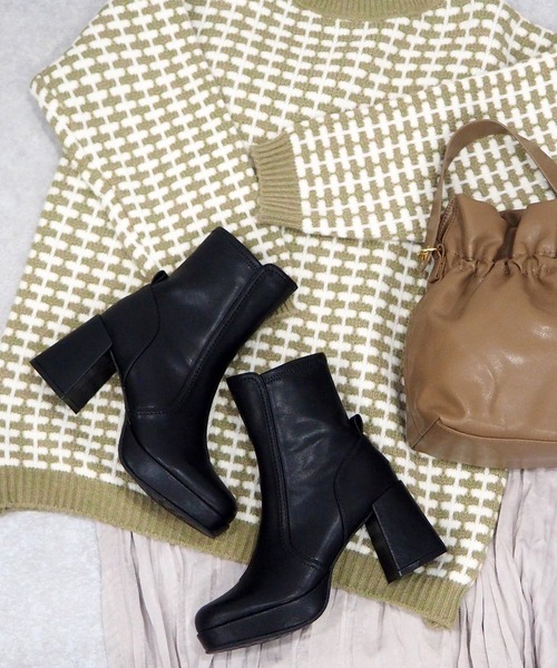 byあしながおじさん（バイアシナガオジサン）の「厚底ストレッチブーツ　-8980677（ブーツ・レディース・ブラック系その他/ブラック/アイボリー・24.5cm/23.0cm/24.0cm/23.5cm/22.5cm）」の21枚目の写真