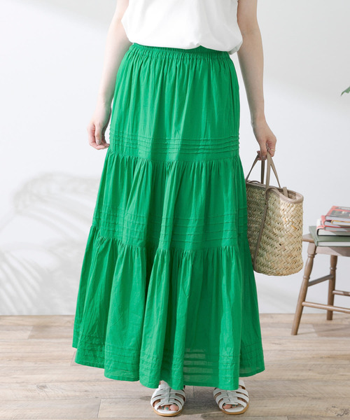 URBAN RESEARCH Sonny Label（アーバンリサーチサニーレーベル）の「エアリーコットンティアードピンタックスカート（スカート・レディース・ブラック/オフホワイト/グリーン・FREE）」の3枚目の写真