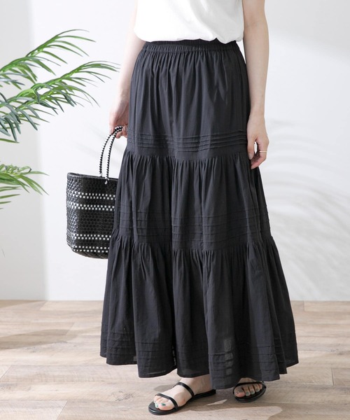 URBAN RESEARCH Sonny Label（アーバンリサーチサニーレーベル）の「エアリーコットンティアードピンタックスカート（スカート・レディース・ブラック/オフホワイト/グリーン・FREE）」の2枚目の写真