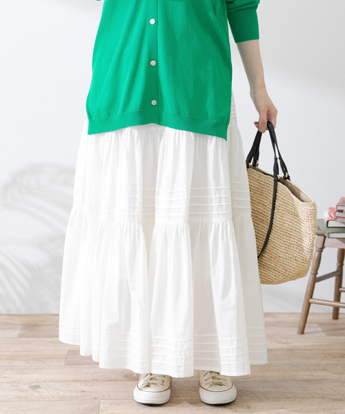 URBAN RESEARCH Sonny Label（アーバンリサーチサニーレーベル）の「エアリーコットンティアードピンタックスカート（スカート・レディース・ブラック/オフホワイト/グリーン・FREE）」の4枚目の写真