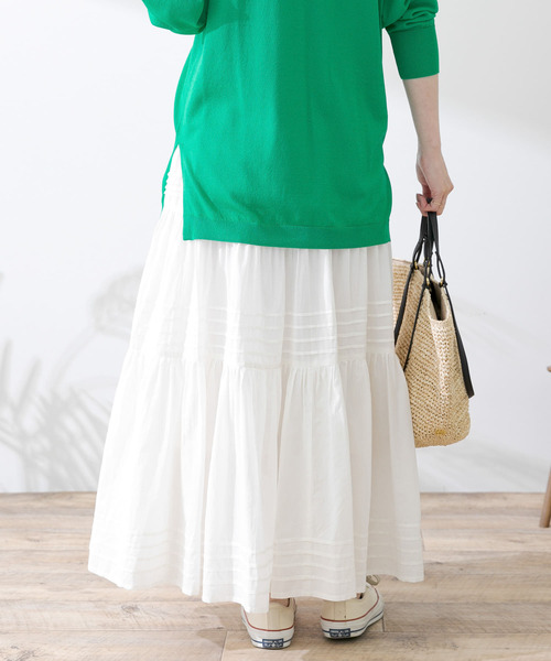 URBAN RESEARCH Sonny Label（アーバンリサーチサニーレーベル）の「エアリーコットンティアードピンタックスカート（スカート・レディース・ブラック/オフホワイト/グリーン・FREE）」の6枚目の写真
