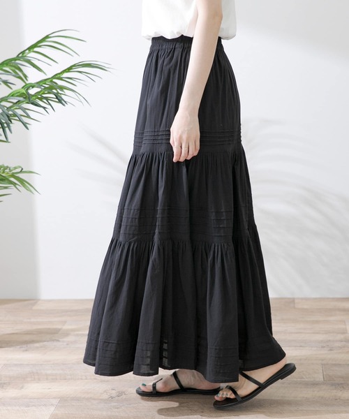 URBAN RESEARCH Sonny Label（アーバンリサーチサニーレーベル）の「エアリーコットンティアードピンタックスカート（スカート・レディース・ブラック/オフホワイト/グリーン・FREE）」の15枚目の写真