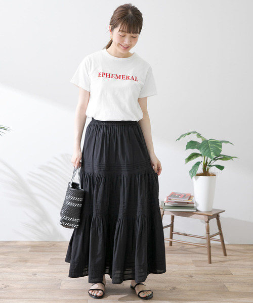 URBAN RESEARCH Sonny Label（アーバンリサーチサニーレーベル）の「エアリーコットンティアードピンタックスカート（スカート・レディース・ブラック/オフホワイト/グリーン・FREE）」の17枚目の写真