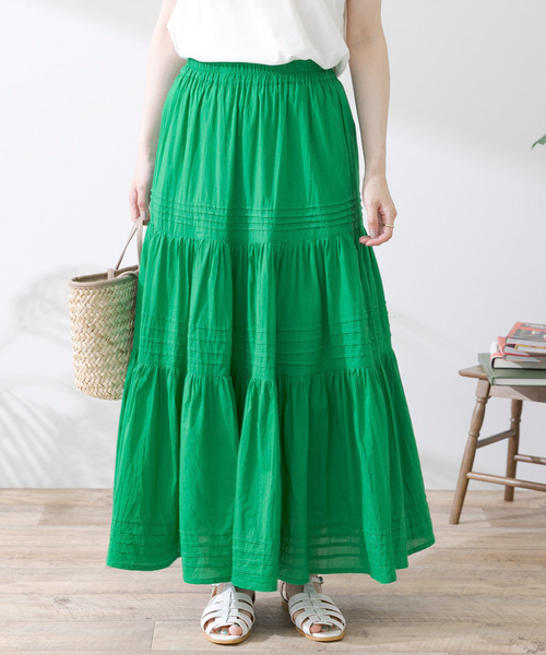 URBAN RESEARCH Sonny Label（アーバンリサーチサニーレーベル）の「エアリーコットンティアードピンタックスカート（スカート・レディース・ブラック/オフホワイト/グリーン・FREE）」の20枚目の写真