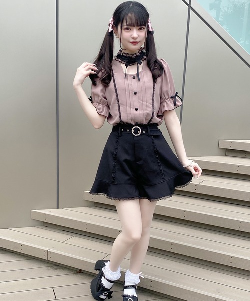 ROJITA（ロジータ）の「デコルテ開きフリルリボンブラウス（シャツ/ブラウス・レディース・ホワイト/ブラック/ピンク・FREE）」の8枚目の写真